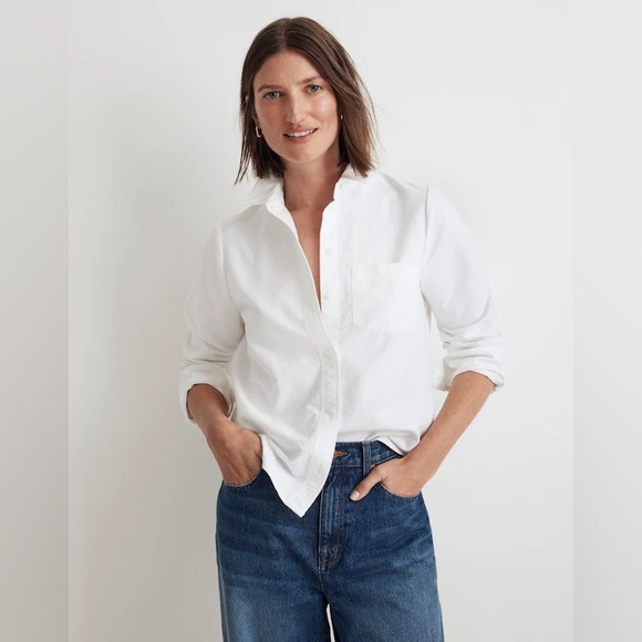 NWT Madewell Oxford Button-Up Shrunken Shirt - Picture 2 of 11